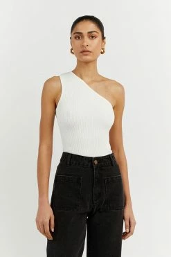 DISSH Boutiques MOSMAN OFF WHITE ONE SHOULDER TOP