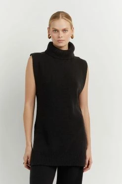 Outlet ๐ฏ DISSH Boutiques CLOTHING RORY BLACK ROLL NECK VEST ๐ฅ 8 DISSH Boutiques CLOTHING RORY BLACK ROLL NECK VEST