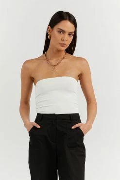 DISSH Boutiques CARRIE OFF WHITE BANDEAU KNIT TOP