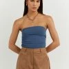 DISSH Boutiques CARRIE STEELE BLUE BANDEAU KNIT TOP CLOTHING