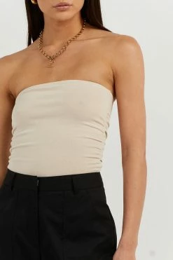 DISSH Boutiques CARRIE STONE BANDEAU KNIT TOP
