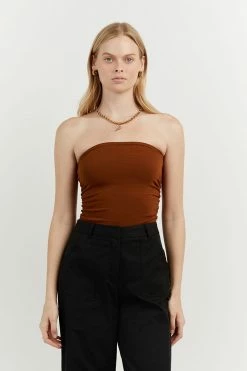 DISSH Boutiques CLOTHING CARRIE TAN BANDEAU KNIT TOP