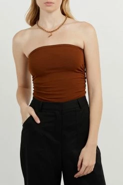 DISSH Boutiques CLOTHING CARRIE TAN BANDEAU KNIT TOP