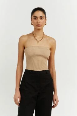 DISSH Boutiques GOMEZ WHEAT STRAPLESS KNIT TOP CLOTHING