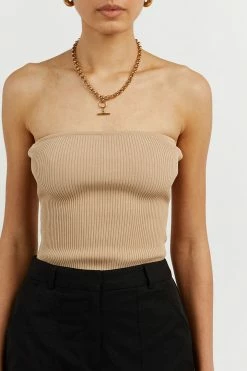 DISSH Boutiques GOMEZ WHEAT STRAPLESS KNIT TOP CLOTHING