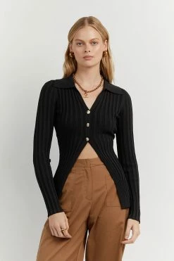 DISSH Boutiques OWEN BLACK LONG SLEEVE TOP
