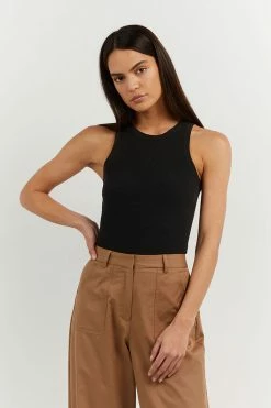 DISSH Boutiques TOPS JENNA BLACK KNIT TANK