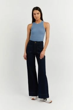 DISSH Boutiques CLOTHING JENNA STEELE BLUE KNIT TANK