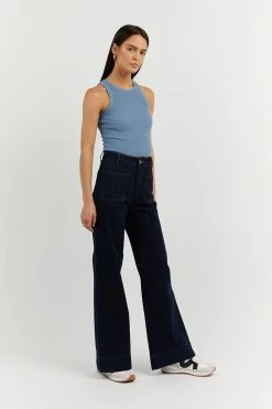 DISSH Boutiques CLOTHING JENNA STEELE BLUE KNIT TANK