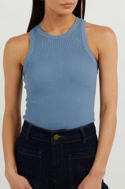 DISSH Boutiques CLOTHING JENNA STEELE BLUE KNIT TANK
