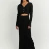 DISSH Boutiques CLOTHING OLLIE BLACK RIB KNIT MIDI SKIRT
