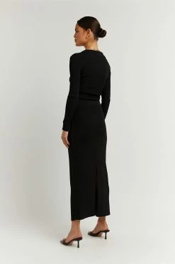 DISSH Boutiques JACQUES BLACK KNIT MIDI SKIRT