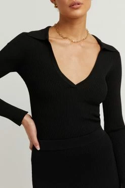 DISSH Boutiques JACQUES BLACK KNIT MIDI SKIRT