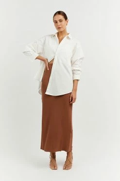 DISSH Boutiques THE BUMP FRIENDLY EDIT JACQUES MOCHA KNIT MIDI SKIRT