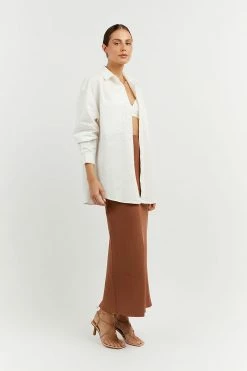 DISSH Boutiques THE BUMP FRIENDLY EDIT JACQUES MOCHA KNIT MIDI SKIRT
