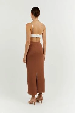 DISSH Boutiques THE BUMP FRIENDLY EDIT JACQUES MOCHA KNIT MIDI SKIRT