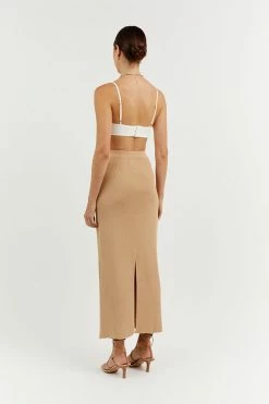 DISSH Boutiques CLOTHING JACQUES WARM WHEAT KNIT MIDI SKIRT