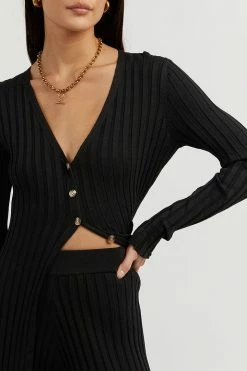 DISSH Boutiques LOU BLACK WIDE LEG KNIT PANT CLOTHING