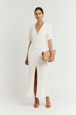 DISSH Boutiques RHODES OFF WHITE KNIT MIDI DRESS