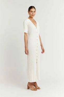 DISSH Boutiques RHODES OFF WHITE KNIT MIDI DRESS