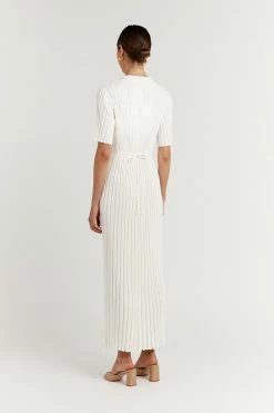 DISSH Boutiques RHODES OFF WHITE KNIT MIDI DRESS