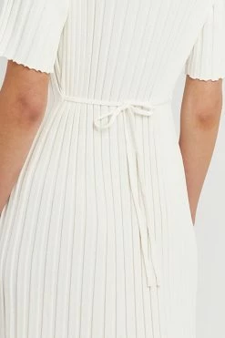 DISSH Boutiques RHODES OFF WHITE KNIT MIDI DRESS