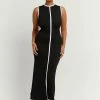 DISSH Boutiques THE BUMP FRIENDLY EDIT BINDING BLACK KNIT MIDI DRESS