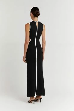 DISSH Boutiques THE BUMP FRIENDLY EDIT BINDING BLACK KNIT MIDI DRESS