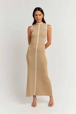 DISSH Boutiques BINDING WHEAT KNIT MIDI DRESS THE BUMP FRIENDLY EDIT