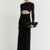 DISSH Boutiques BINDING BLACK SLEEVED KNIT DRESS THE BUMP FRIENDLY EDIT