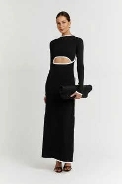 DISSH Boutiques BINDING BLACK SLEEVED KNIT DRESS THE BUMP FRIENDLY EDIT