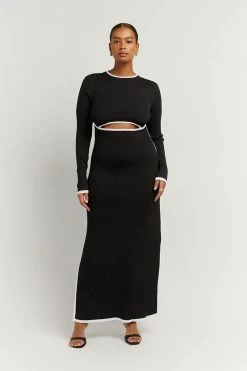 DISSH Boutiques BINDING BLACK SLEEVED KNIT DRESS THE BUMP FRIENDLY EDIT