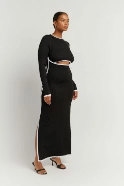 DISSH Boutiques BINDING BLACK SLEEVED KNIT DRESS THE BUMP FRIENDLY EDIT