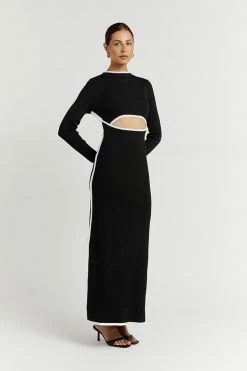 DISSH Boutiques BINDING BLACK SLEEVED KNIT DRESS THE BUMP FRIENDLY EDIT