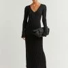 DISSH Boutiques REIGN BLACK SLEEVED KNIT MIDI DRESS CLOTHING