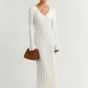 DISSH Boutiques REIGN WHITE SLEEVED KNIT MIDI DRESS