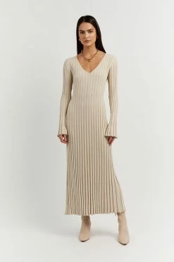 DISSH Boutiques CLOTHING REIGN STONE SLEEVED KNIT MIDI DRESS