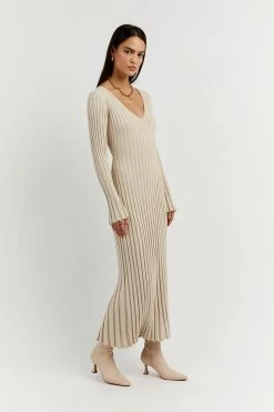 DISSH Boutiques CLOTHING REIGN STONE SLEEVED KNIT MIDI DRESS