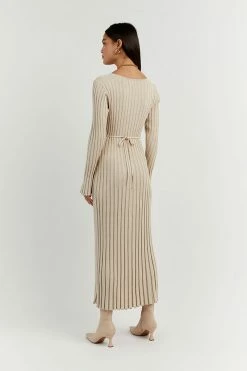 DISSH Boutiques CLOTHING REIGN STONE SLEEVED KNIT MIDI DRESS