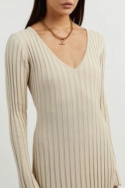 DISSH Boutiques CLOTHING REIGN STONE SLEEVED KNIT MIDI DRESS