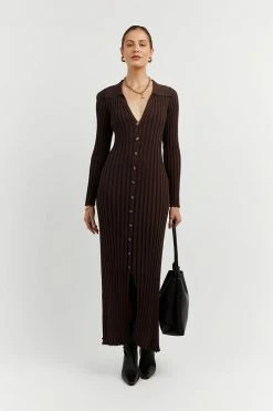 DISSH Boutiques RHODES BITTER CHOC SLEEVED DRESS