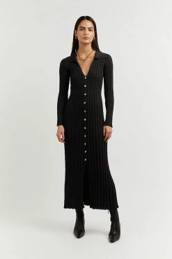 DISSH Boutiques RHODES BLACK SLEEVED MIDI DRESS