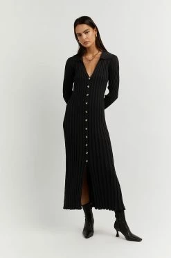 DISSH Boutiques RHODES BLACK SLEEVED MIDI DRESS