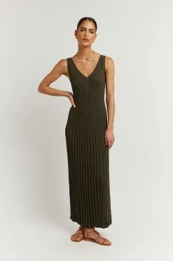 Discount ๐ DISSH Boutiques KAT OLIVE V NECK KNIT ๐ DRESS ๐คฉ 8 DISSH Boutiques KAT OLIVE V NECK KNIT DRESS