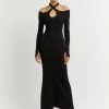 DISSH Boutiques TONI BLACK SLEEVED KNIT MIDI DRESS CLOTHING