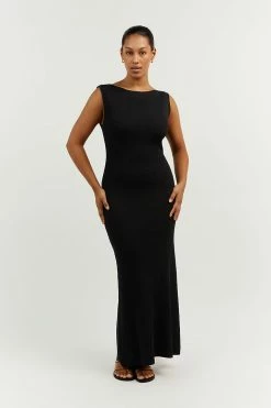 DISSH Boutiques ARIA BLACK KNIT MIDI DRESS CLOTHING