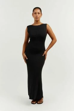 DISSH Boutiques ARIA BLACK KNIT MIDI DRESS CLOTHING