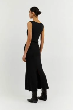 DISSH Boutiques ARIA BLACK KNIT MIDI DRESS CLOTHING