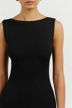 DISSH Boutiques ARIA BLACK KNIT MIDI DRESS CLOTHING