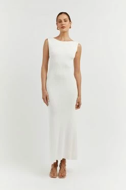 DISSH Boutiques ARIA OFF WHITE KNIT MIDI DRESS